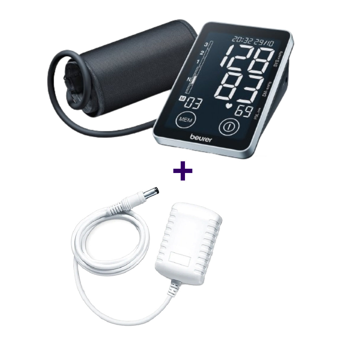 Monitor de presión arterial baumanómetro digital de brazo BM58 + adaptador de corriente Marca Beurer