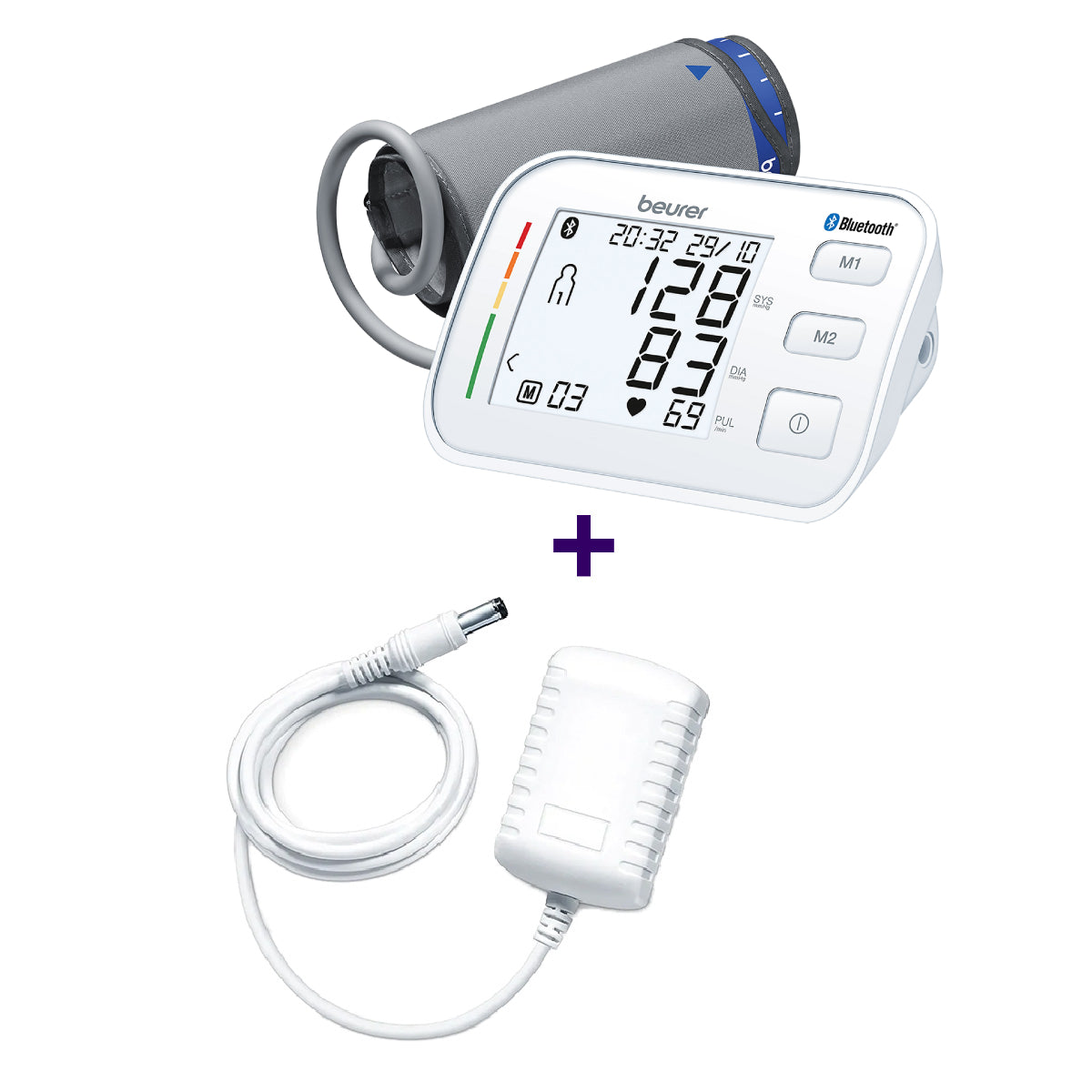Monitor de presión arterial baumanómetro digital de brazo BM57 + adaptador de corriente Marca Beurer