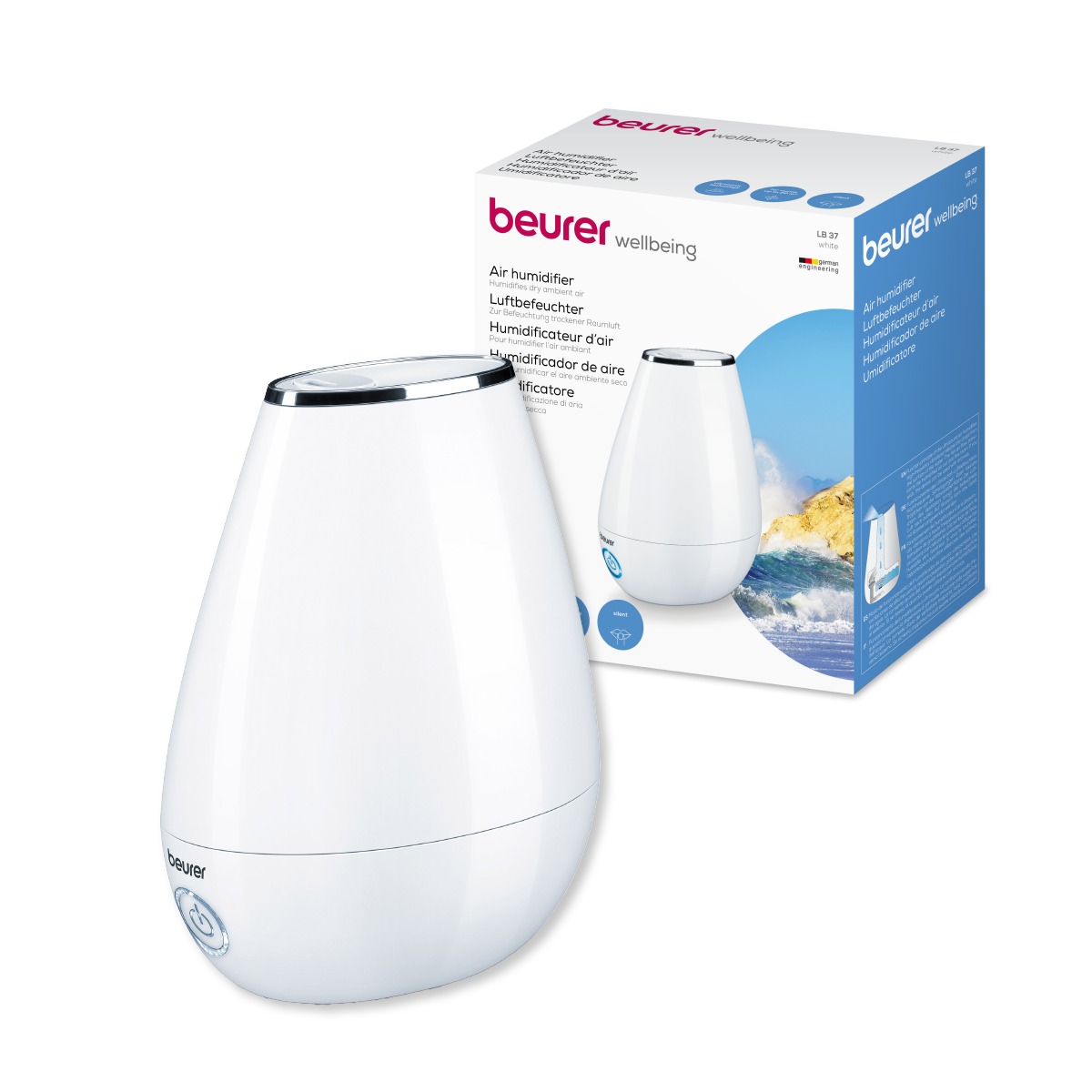 Humidificador de aire silencioso con 2 niveles idóneos para aromaterapia LB37 Marca beurer®