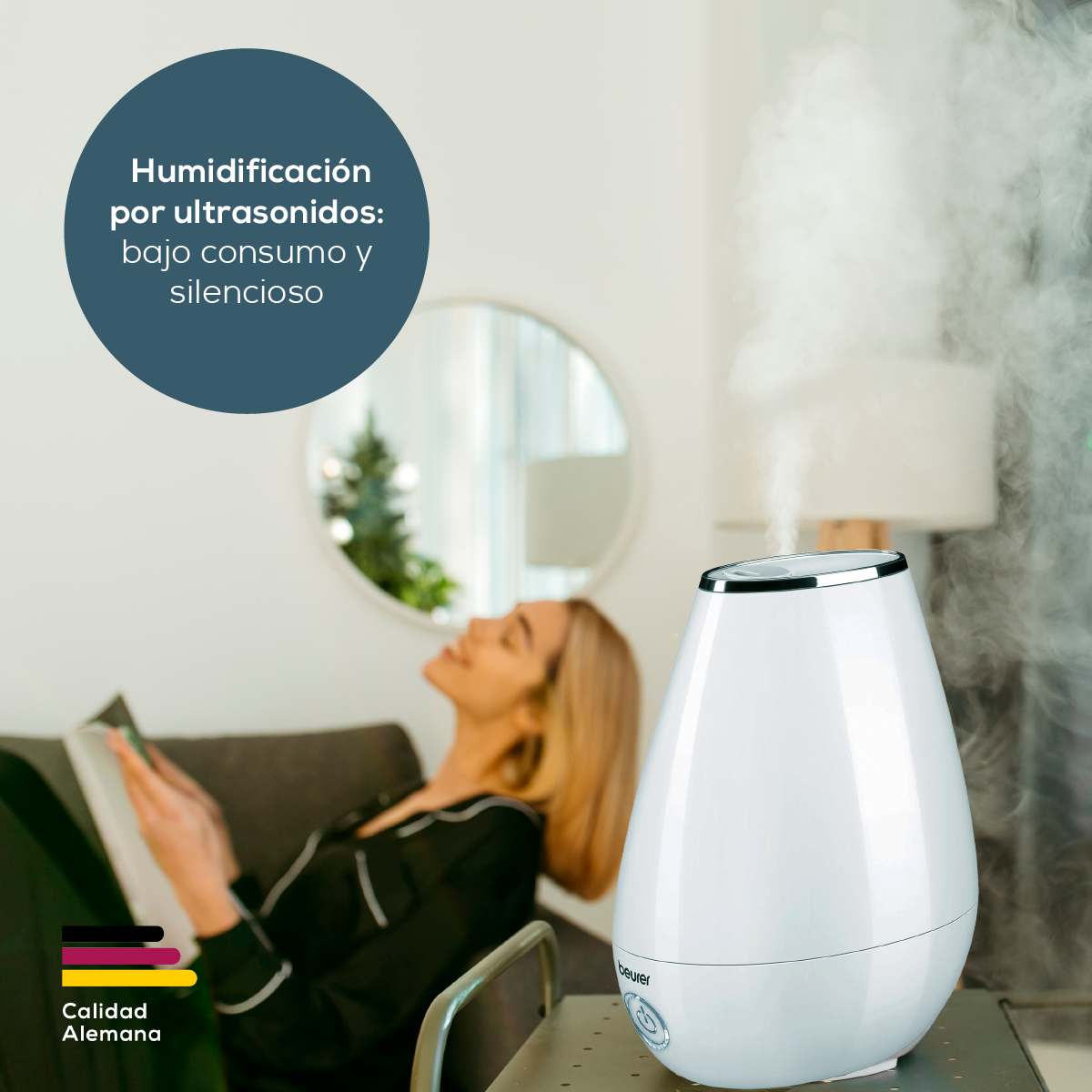 Humidificador de aire silencioso con 2 niveles idóneos para aromaterapia LB37 Marca beurer®