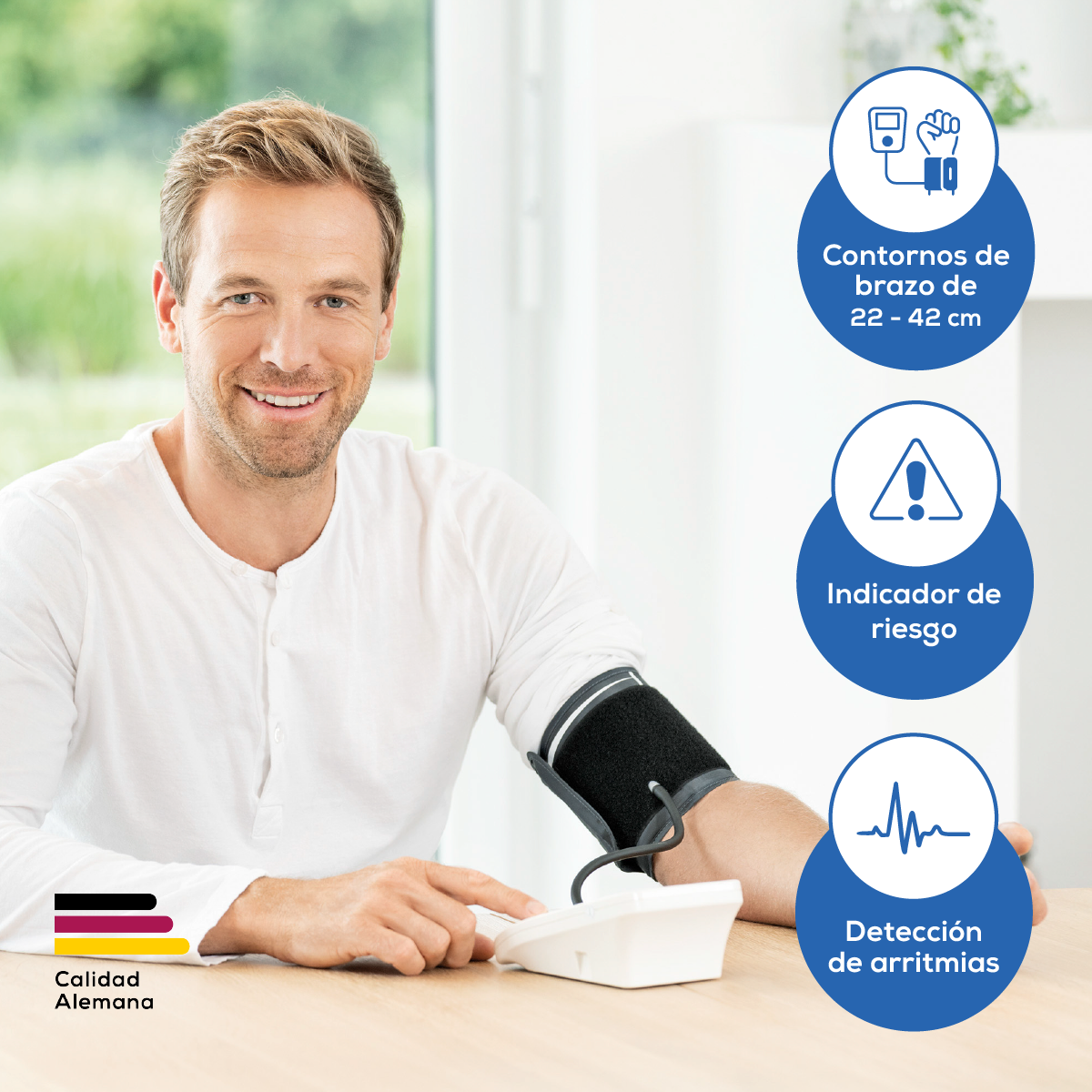 Monitor de presión arterial baumanómetro digital con indicador de riesgos y detector de arritmias BM26 Marca Beurer