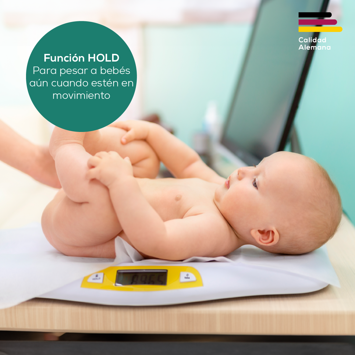 Báscula para Bebé, Función HOLD para Mediciones en Movimiento, Pantalla LCD  BY80 Marca beurer®