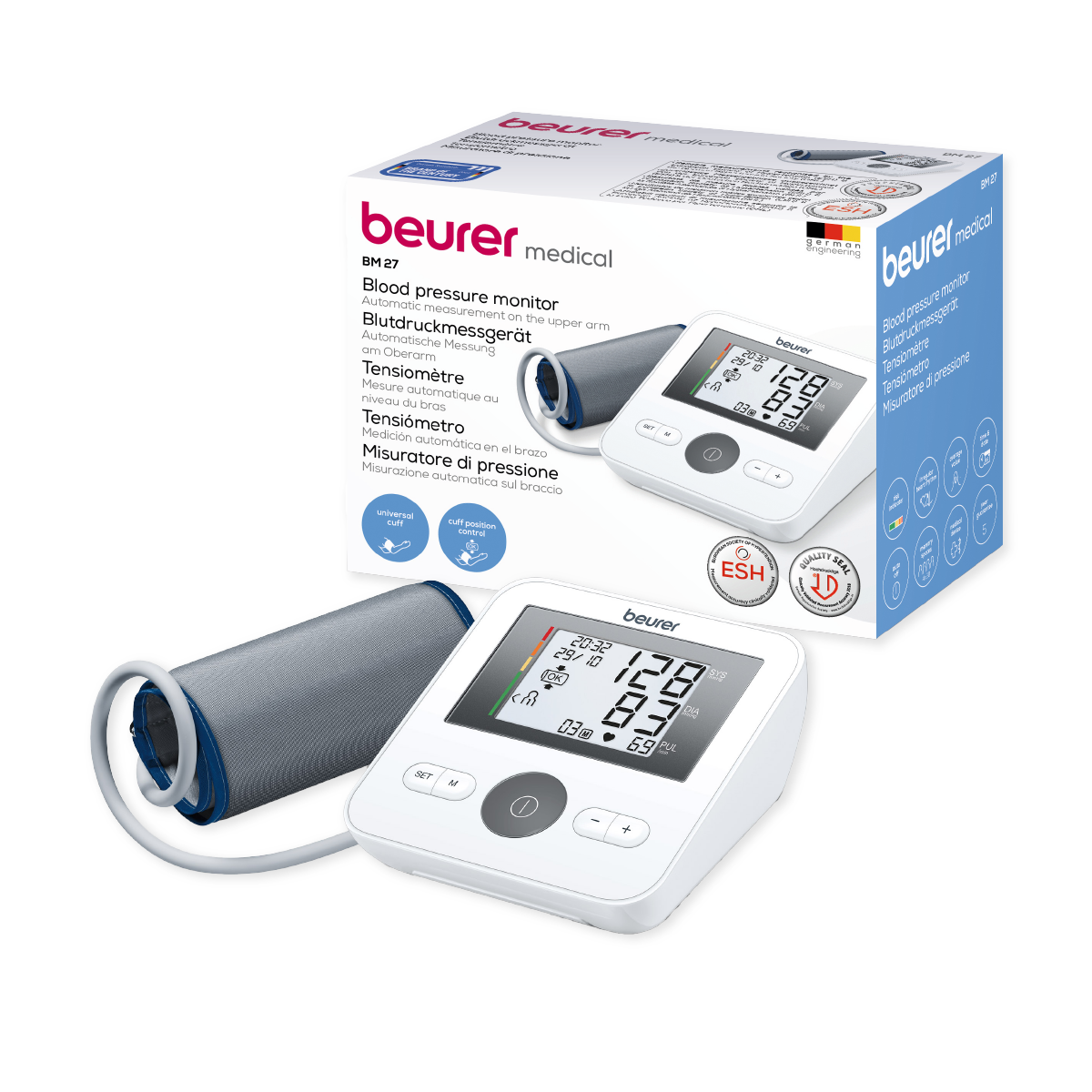 Monitor de presión arterial baumanómetro digital de brazo con detector de arritmias BM27SB Marca Beurer