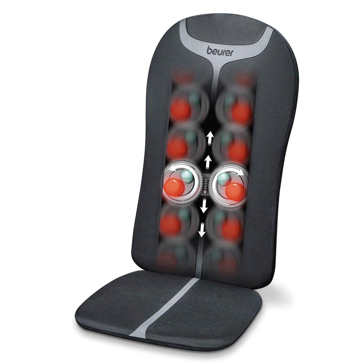 Asiento de masaje Shiatsu, 4 cabezales, función de calor, 3 regiones de masaje (1183632064559)