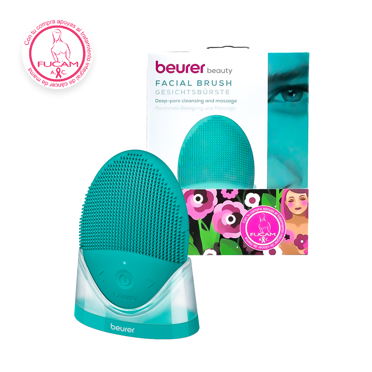 Cepillo facial de silicona, limpieza en profundidad de los poros y masaje de la piel, resistente al agua, apto para todo tipo de pieles FC52 - Marca Beurer