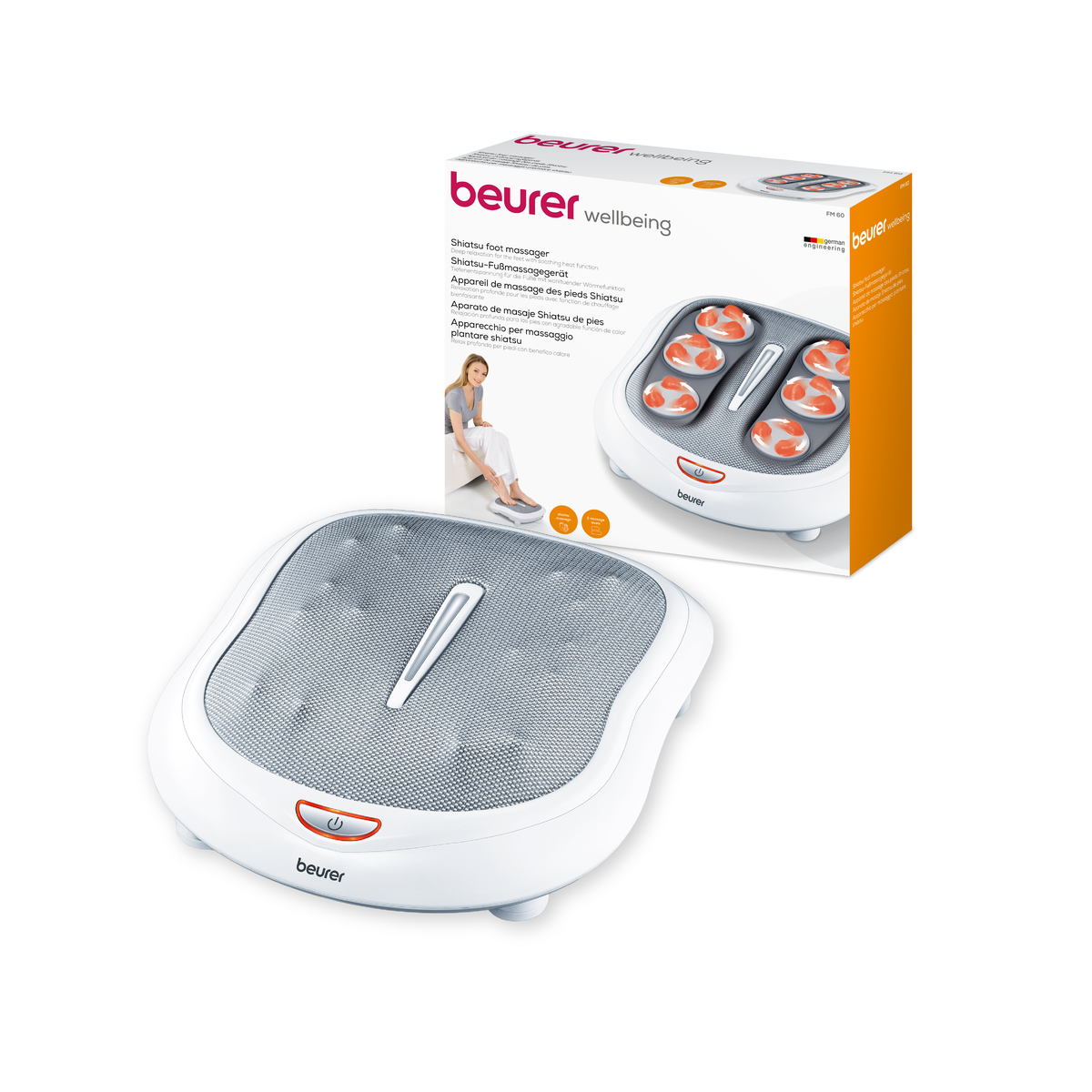 Masajeador de Pies con Shiatsu de 2 Velocidades con Función de Calor Infrarrojo, 18 Cabezales y Malla Transpirable / FM60 Marca beurer