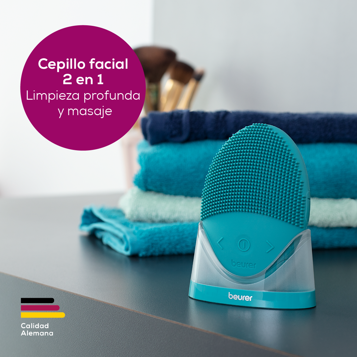 Cepillo facial de silicona, limpieza en profundidad de los poros y masaje de la piel, resistente al agua, apto para todo tipo de pieles FC52 - Marca Beurer