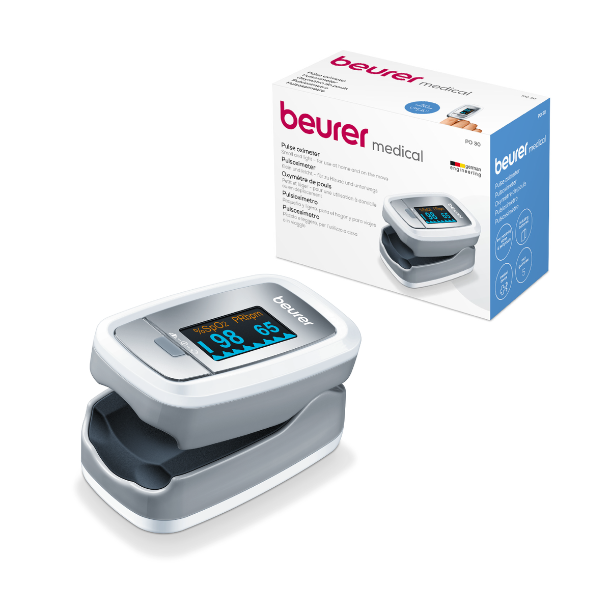 Oxímetro de Pulso Digital PO30 Mide Oxígeno Arterial y Frecuencia Cardiaca / PO30 Marca Beurer®