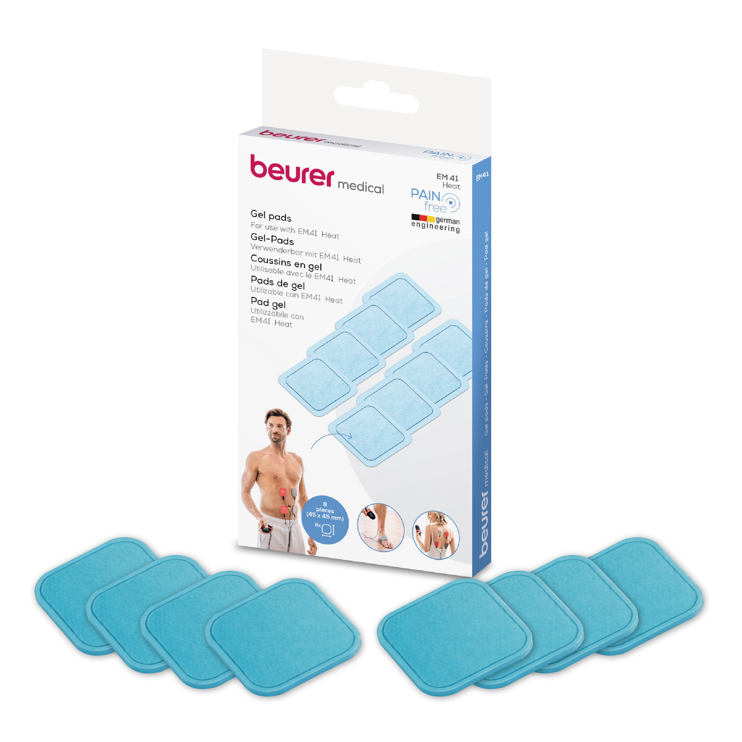 Parches Electrodos para Electroestimulador EM41 Beurer | Set de 8 Electrodos Adhesivos para Fisioterapia y TENS