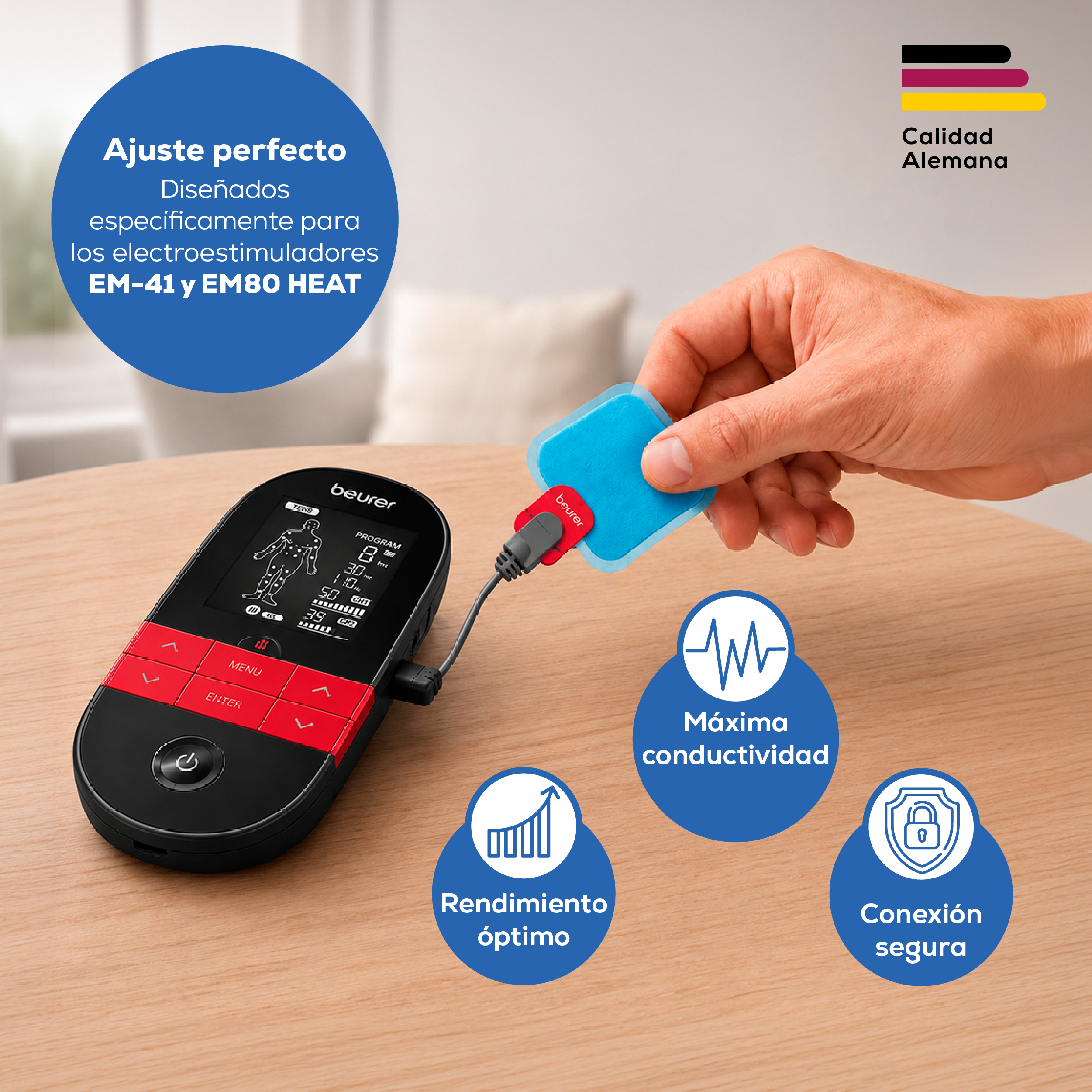 Parches Electrodos para Electroestimulador EM41 Beurer | Set de 8 Electrodos Adhesivos para Fisioterapia y TENS