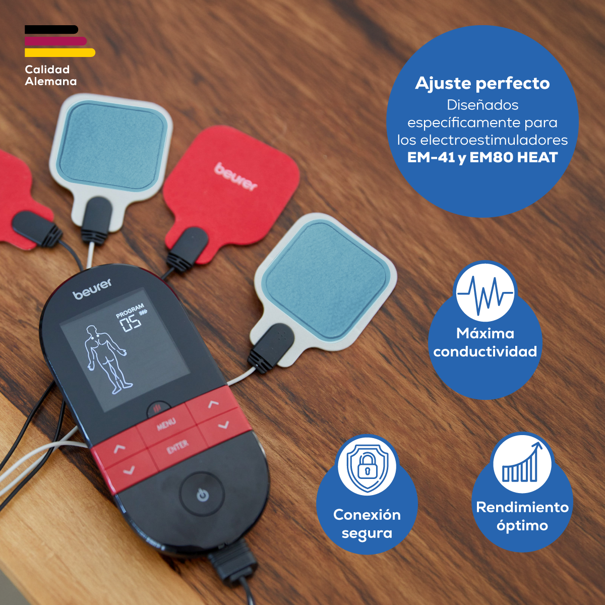 Parches Electrodos para Electroestimulador EM41 Beurer | Set de 8 Electrodos Adhesivos para Fisioterapia y TENS