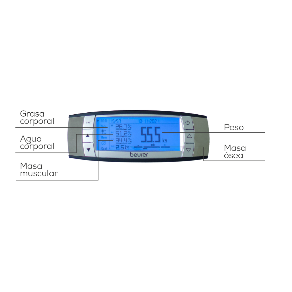 Báscula Digital Diagnóstica BF105 Complete Bluetooth, Análisis Segmentado del Cuerpo con 8 Electrodos y Memoria para 10 Usuarios / BF105 Marca Beurer®