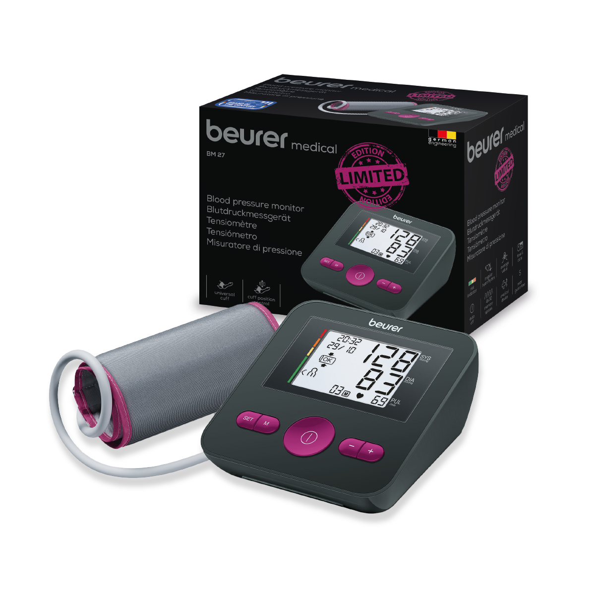 Monitor de presión arterial baumanómetro digital de brazo con detector de arritmias BM27SBF Marca Beurer
